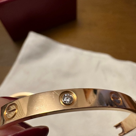 ✅ Cartier ⭐️  LOVE BRACELET, 4 DIAMONDS - Rose Gold - Size 18 - Picture 13 of 15